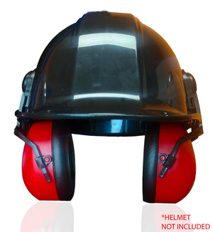 DECIBEL DEFENSE Attachable Hardhat Hearing Protection (Safety Red)