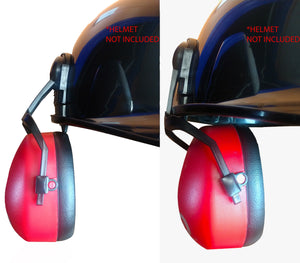 DECIBEL DEFENSE Attachable Hardhat Hearing Protection (Safety Red)