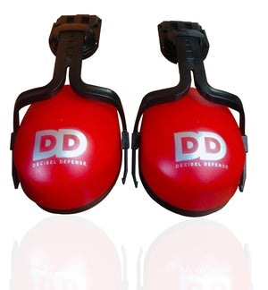 DECIBEL DEFENSE Attachable Hardhat Hearing Protection (Safety Red)