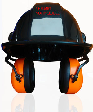 DECIBEL DEFENSE Attachable Hardhat Hearing Protection (Hi-Viz Orange)