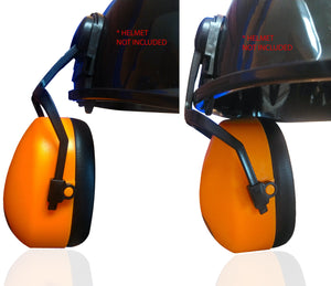 DECIBEL DEFENSE Attachable Hardhat Hearing Protection (Hi-Viz Orange)