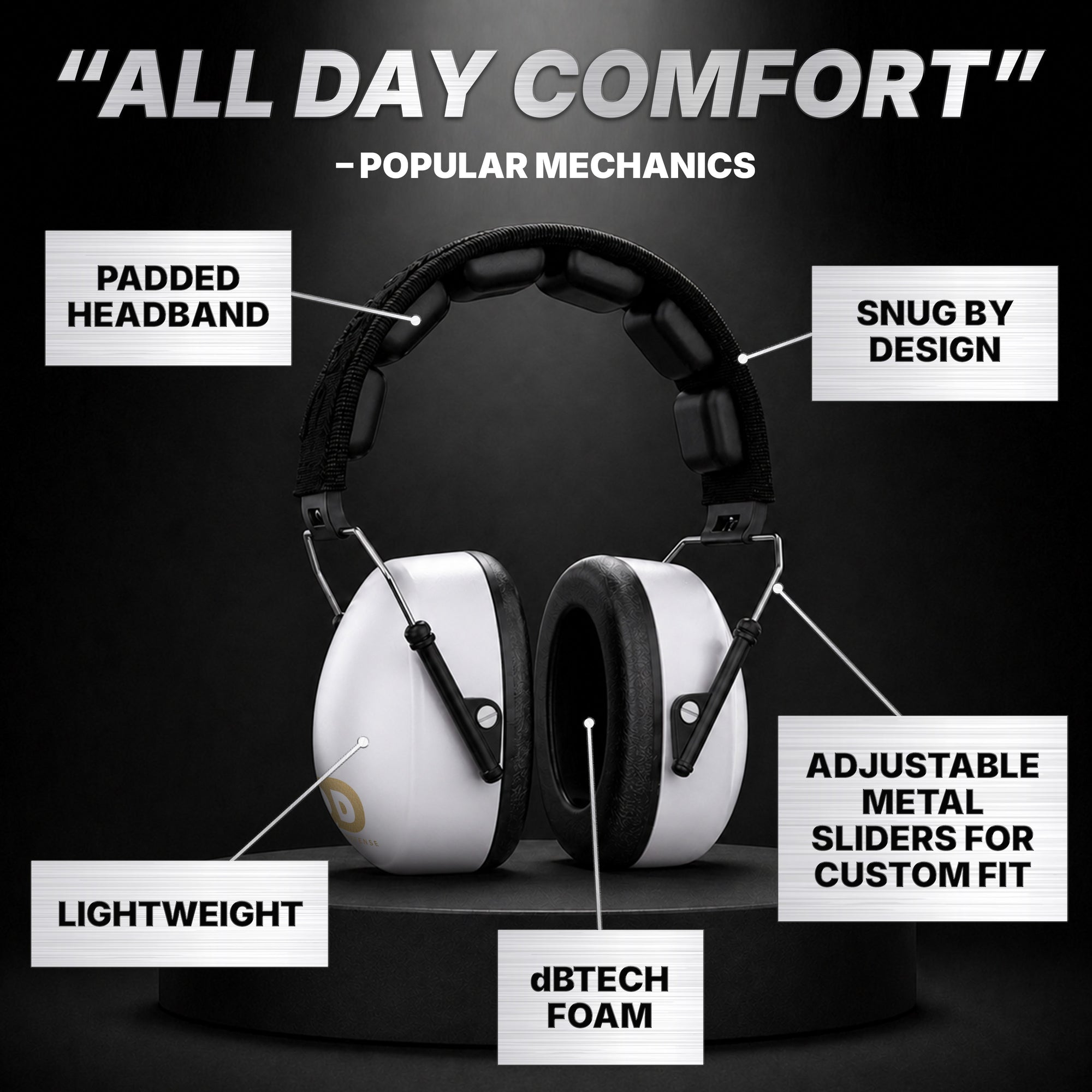BEAR db EARページ no.1 Decibel Defense - The #1 Safety Earmuffs - White