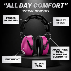 Decibel Defense Safety Earmuffs in Hot Pink