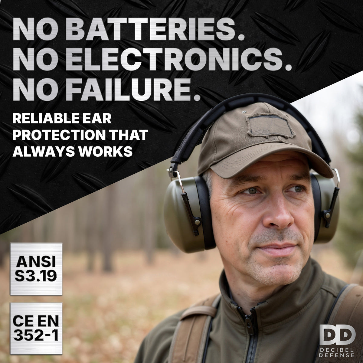 Decibel Defense Safety Earmuffs in Army Green