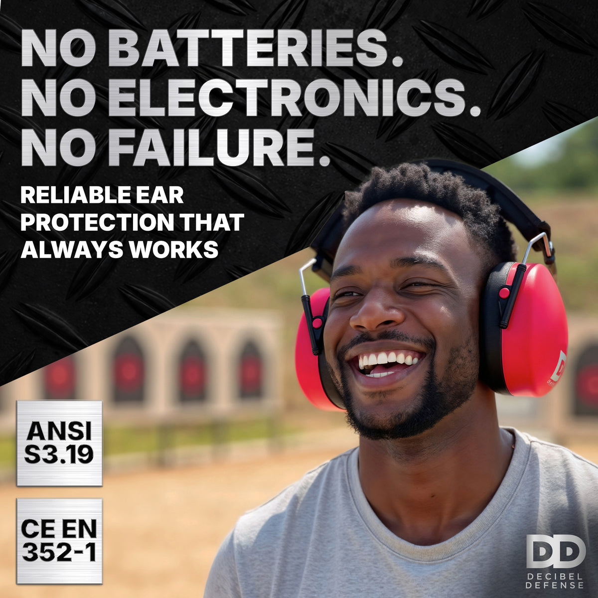 Decibel Defense Safety Earmuffs in Red