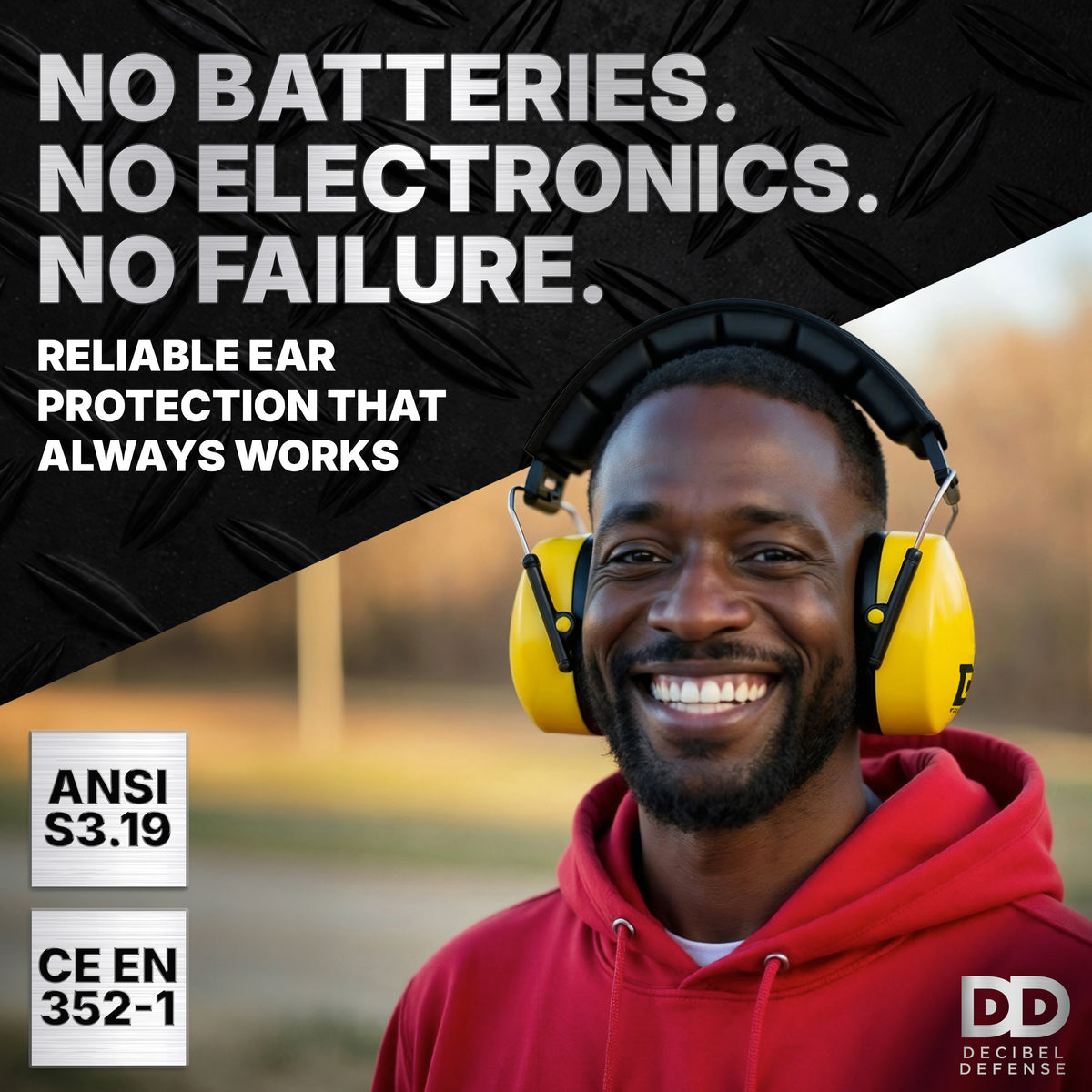 Decibel Defense Safety Earmuffs in Hi-Visibility Yellow