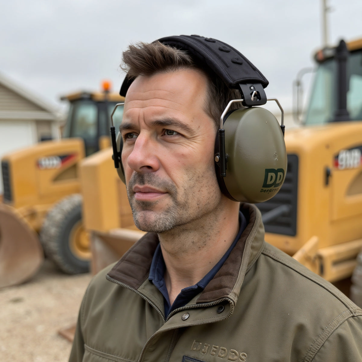 Decibel Defense Safety Earmuffs in Army Green