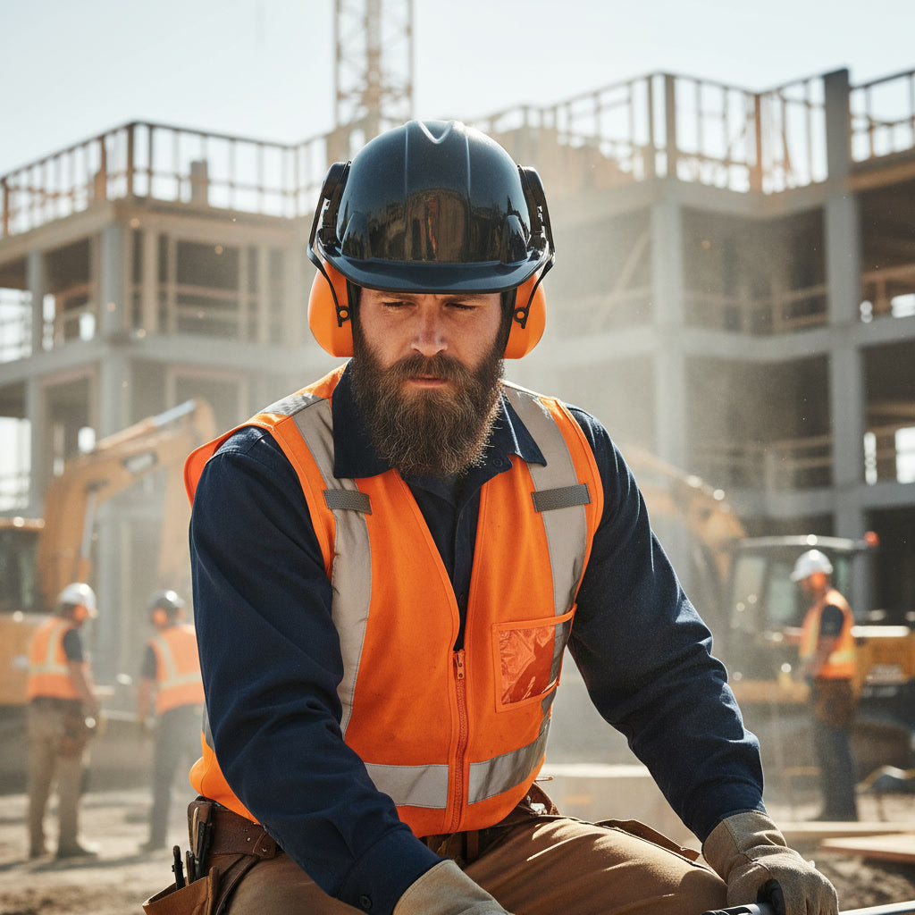 Decibel Defense Attachable Hardhat Hearing Protection (Hi-Viz Orange)