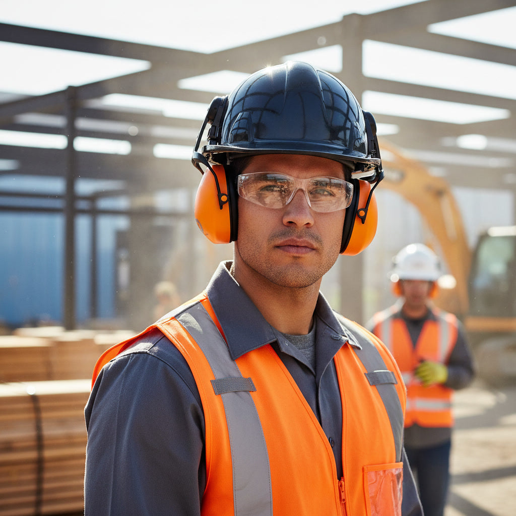 Decibel Defense Attachable Hardhat Hearing Protection (Hi-Viz Orange)