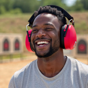 Decibel Defense Safety Earmuffs in Red