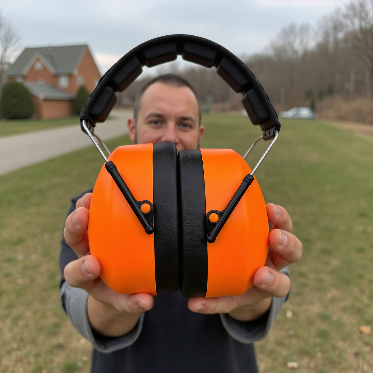 Decibel Defense Safety Earmuffs in Hi-Visibility Orange