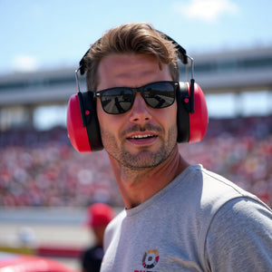 Decibel Defense Safety Earmuffs in Red