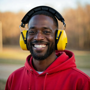 Decibel Defense Safety Earmuffs in Hi-Visibility Yellow