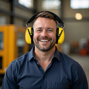 Decibel Defense Safety Earmuffs in Hi-Visibility Yellow