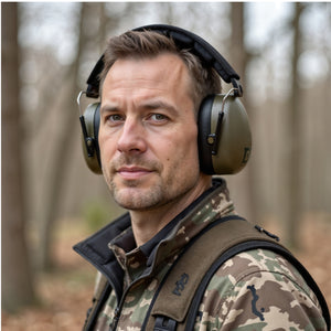 Decibel Defense Safety Earmuffs in Army Green