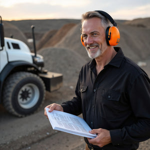 Decibel Defense Safety Earmuffs in Hi-Visibility Orange