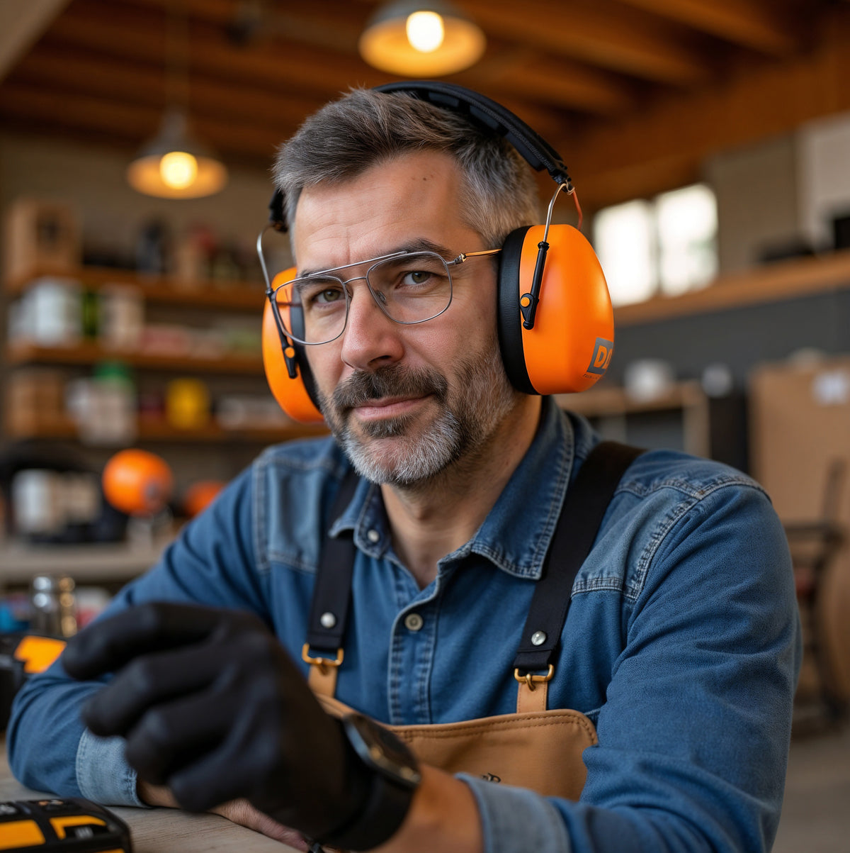 Decibel Defense Safety Earmuffs in Hi-Visibility Orange
