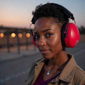 Decibel Defense Safety Earmuffs in Red