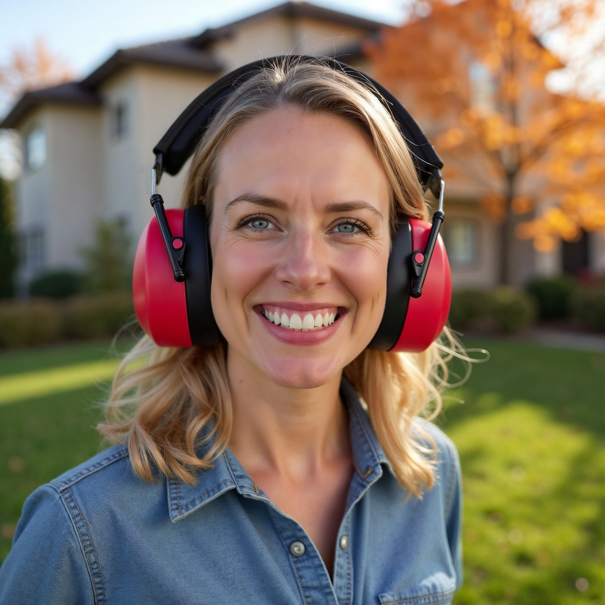 Decibel Defense Safety Earmuffs in Red